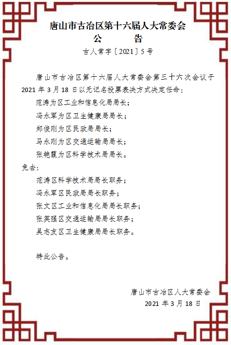 唐山市人口和计划生育委员会人事任命动态更新